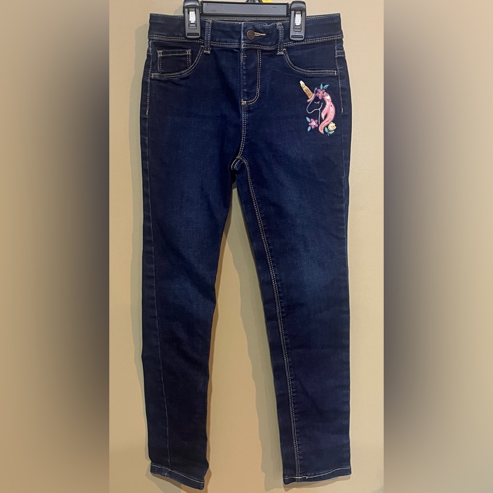 Jumping Beans Dark Blue Kids Jeans with Unicorn Embroidery 2/$20.00